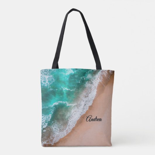 Wave on Sandy Beach Persoonlijk Tote Bag (Achterkant)