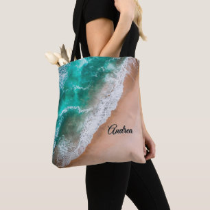 Wave on Sandy Beach Persoonlijk Tote Bag
