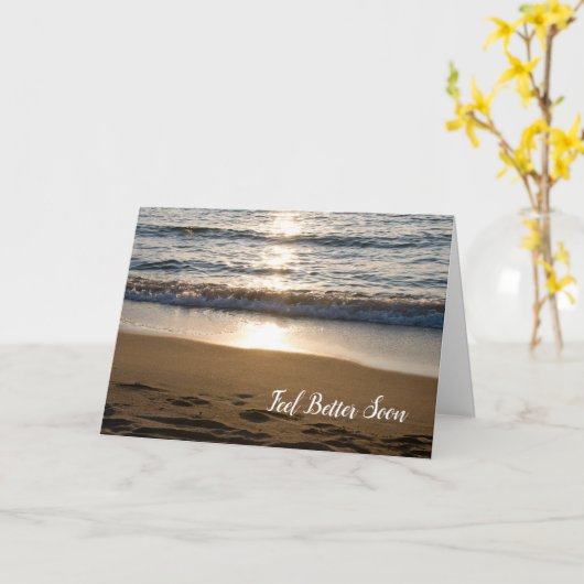 Wave op het strand Get Well Soon Kaart (Gele Bloem)