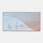 Wave pastel blauw koraal gradiënt bloemnaam bureaumat (Voorkant)