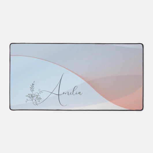 Wave pastel blauw koraal gradiënt bloemnaam bureaumat (Voorkant)