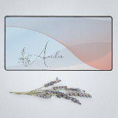 Wave pastel blauw koraal gradiënt bloemnaam bureaumat