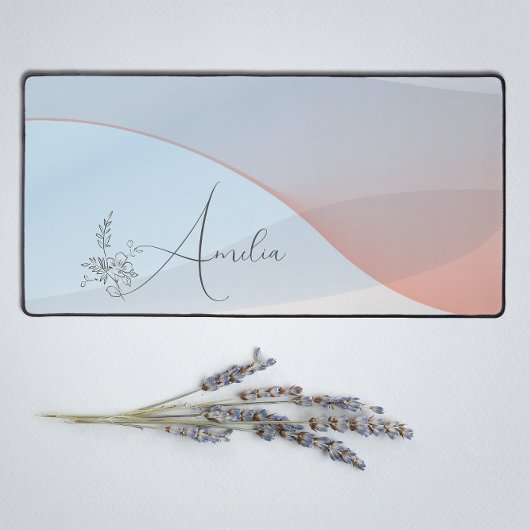 Wave pastel blauw koraal gradiënt bloemnaam bureaumat