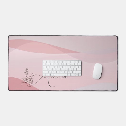 Wave pastel roze rose kleur gradiënt bloemnaam bureaumat (Keyboard & Muis)