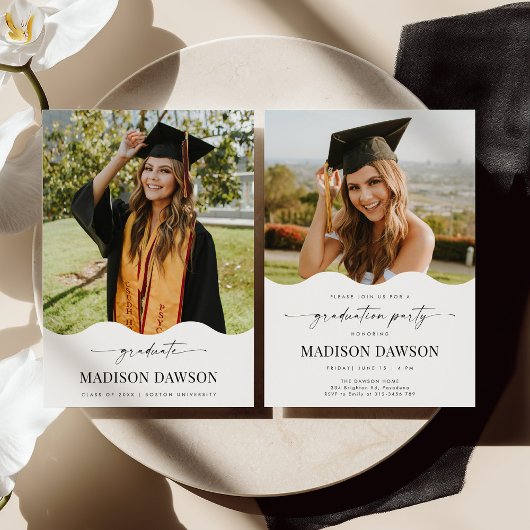 Wave Photo Graduation Party Invite Announcement Kaart