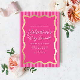 Wave Pink Hot Pink Streep Galentine's Day Brunch Kaart