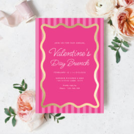 Wave Pink Hot Pink Streep Valentijnsdag Brunch Kaart