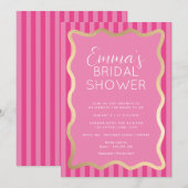 Wave Pink Hot Pink Streep Vrijgezellenfeest Kaart (Voorkant / Achterkant)