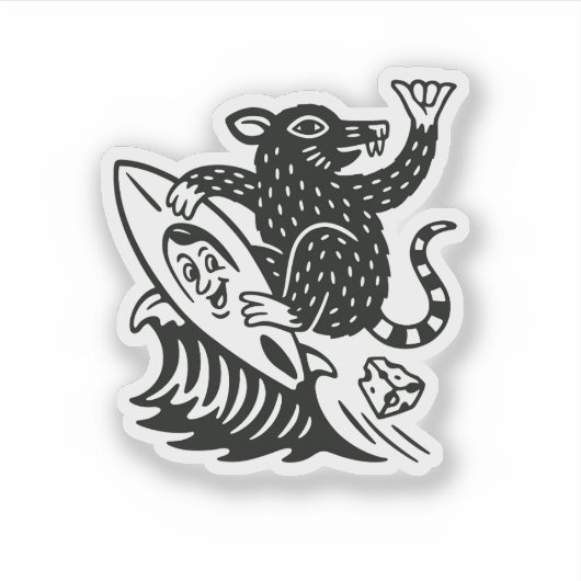 Wave Rat Shaka Funny Sticker (Voorkant)