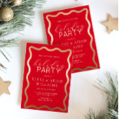 Wave Red Holiday Party Folie Uitnodiging