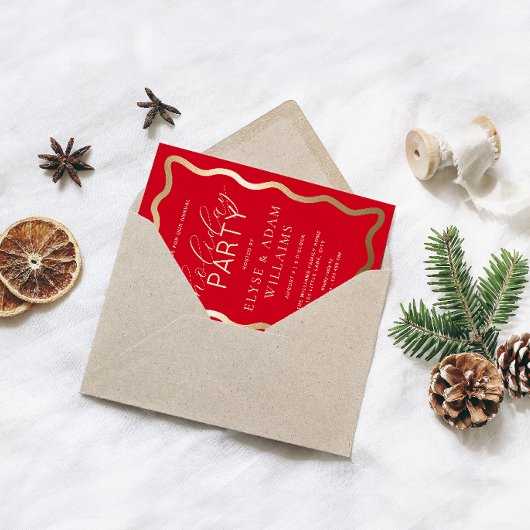 Wave Red Holiday Party Folie Uitnodiging