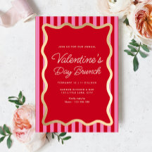 Wave Red Roze Streep Valentijnsdag Brunch
