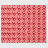 Wave Red Valentijn's Day Love Hearts Cadeaupapier (Vlak)