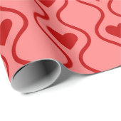 Wave Red Valentijn's Day Love Hearts Cadeaupapier (Rol Hoek)
