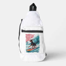 Wave Rider: Doberman Pinscher Hond surfen in stijl Sling Bag