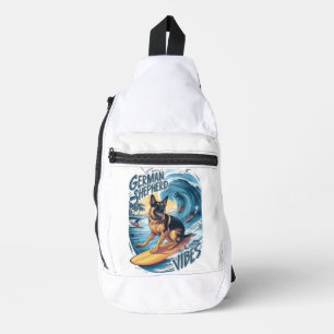 Wave Rider: Een Duitse herder surfen Sling Bag