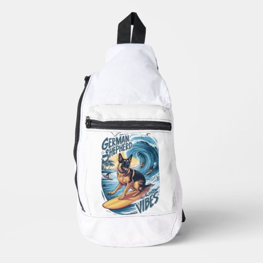 Wave Rider: Een Duitse herder surfen Sling Bag (Voorkant)