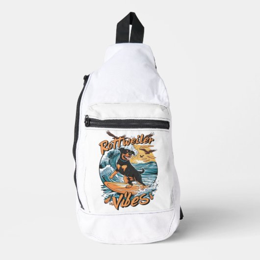 Wave Rider Rottweiler Hond Surfen Avontuur Sling Bag (Voorkant)