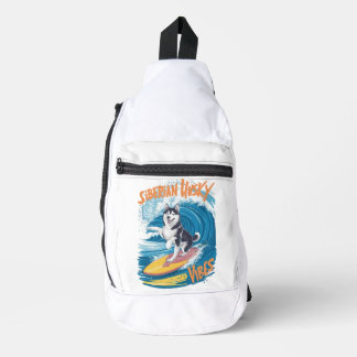 Wave Rider Siberische Husky Hond Surfen Sling Bag