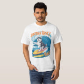 Wave Rider Siberische Husky Hond Surfen T-shirt (Voorkant volledig)