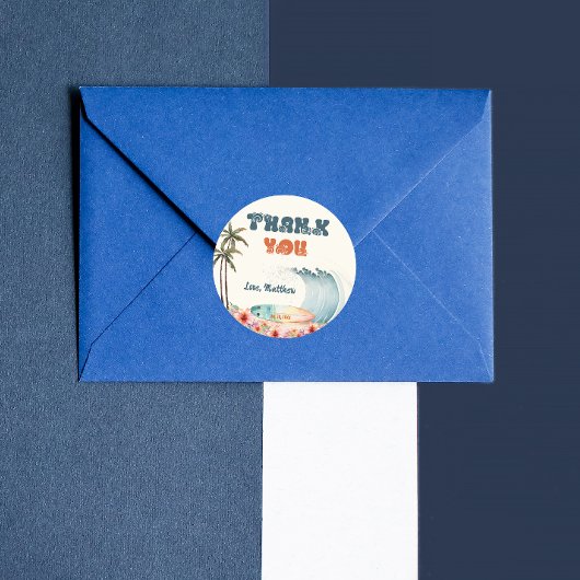 Wave Rider Surf Verjaardagsfeest Bedankt Ronde Sticker