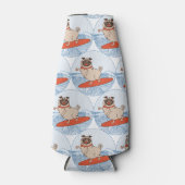 Wave riding happy pug dog on surfboard  scarf band flesjeskoeler (Voorkant)