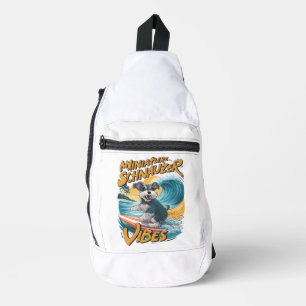 Wave-Riding Miniatuur Schnauzer Surfavontuur Sling Bag