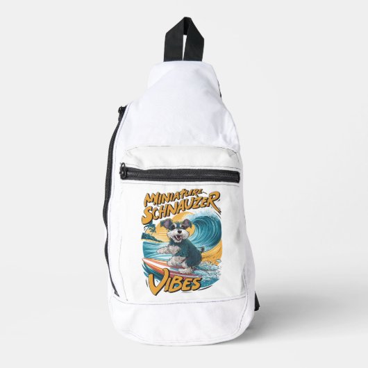 Wave-Riding Miniatuur Schnauzer Surfavontuur Sling Bag (Voorkant)