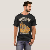 Wave Rock Australië Vintage Reisposter Retro T-shirt (Voorkant volledig)