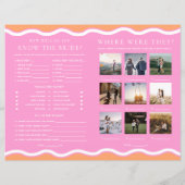 Wave Sinaasappel Roze Vrijgezellenfeest Spel Menu (Achterkant)