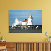 Wave Splash Vuurtoren (Sepia) Canvas Afdruk (Insitu (Woonkamer))