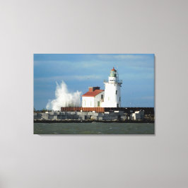 Wave Splash Vuurtoren (Sepia) Canvas Afdruk