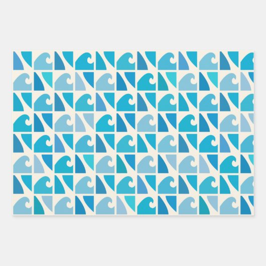 Wave Surf Retro Blue Inpakpapier Vel (Voorkant 3)