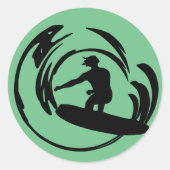 Wave Surfer Ronde Sticker (Voorkant)