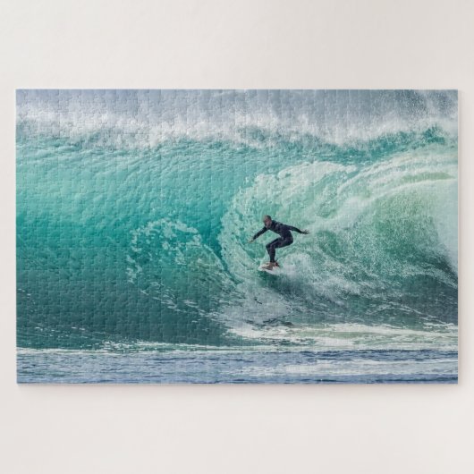 Wave Surfer Surfing Sports Blue Ocean Legpuzzel (Horizontaal)