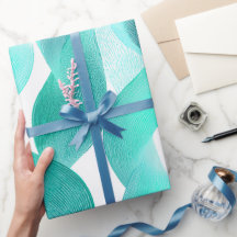 Wave Teal Aqua Motion White Abstract Pattern