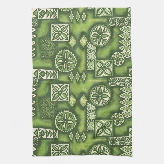 Wave Warrior Hawaïaanse Tapa Theedoek (Verticaal)