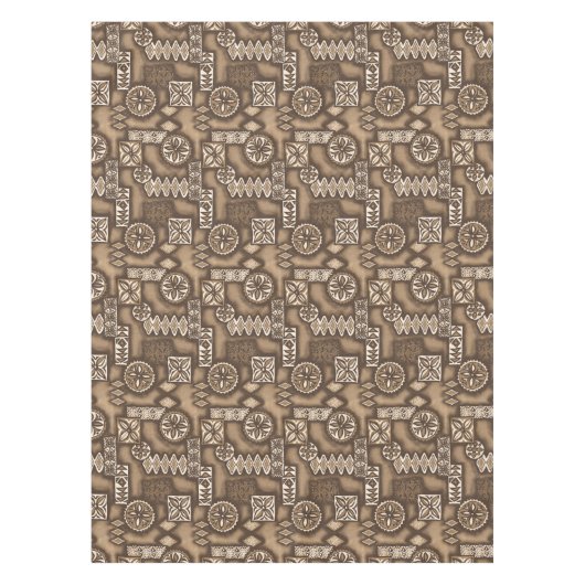 Wave Warrior Hawaiian Primitive Tapa Tafelkleed (Voorkant)