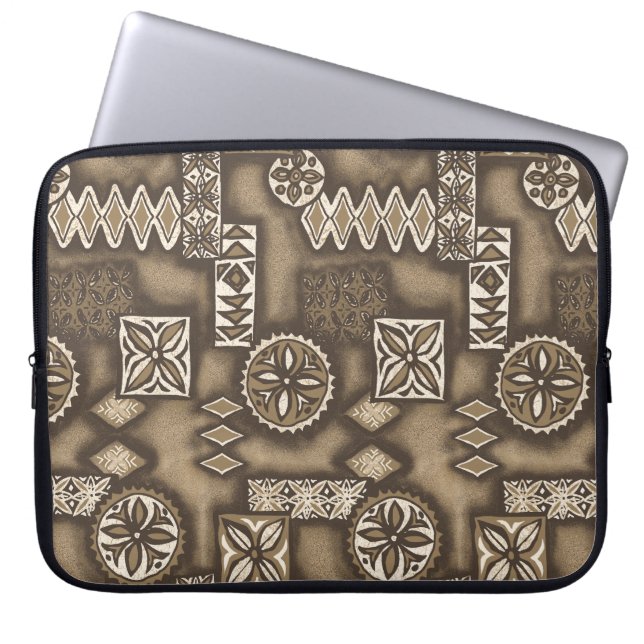 Wave Warrior Hawaiian Tapa Neopree Wetsuit Laptop Sleeve (Voorkant)