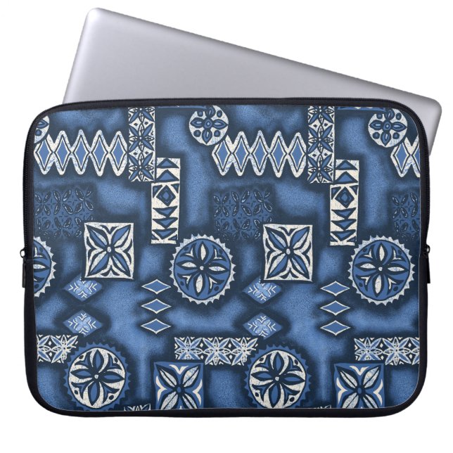 Wave Warrior Hawaiian Tapa Neopree Wetsuit Laptop Sleeve (Voorkant)