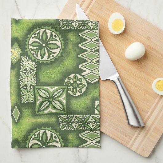 Wave Warrior Hawaiian Tapa Theedoek (Quarter Fold)