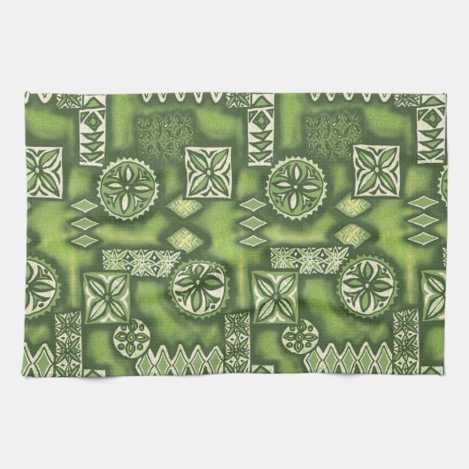 Wave Warrior Hawaiian Tapa Theedoek (Horizontaal)