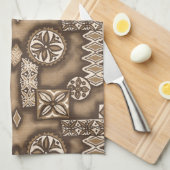 Wave Warrior Hawaiian Tapa Theedoek (Quarter Fold)