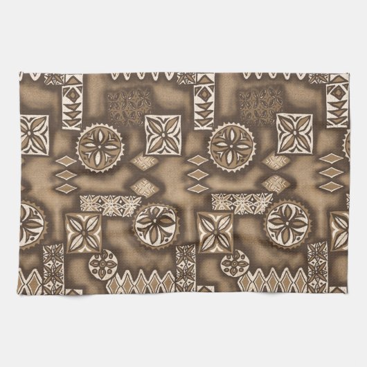 Wave Warrior Hawaiian Tapa Theedoek (Horizontaal)