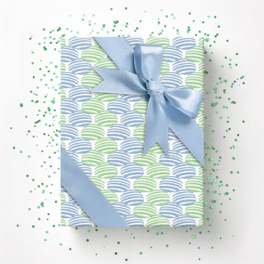 Wave Weave in Slate and Green Cadeaupapier