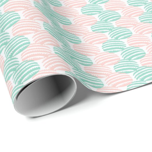Wave Weave in Teal and Flamingo Cadeaupapier (Rol Hoek)