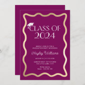 Wave Wine Gold Graduation Party Kaart (Voorkant / Achterkant)