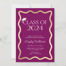 Wave Wine Gold Graduation Party Kaart