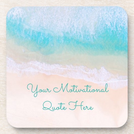 Wave, Zand, Motivatie Beach Quote Bier Onderzetter (Voorkant)