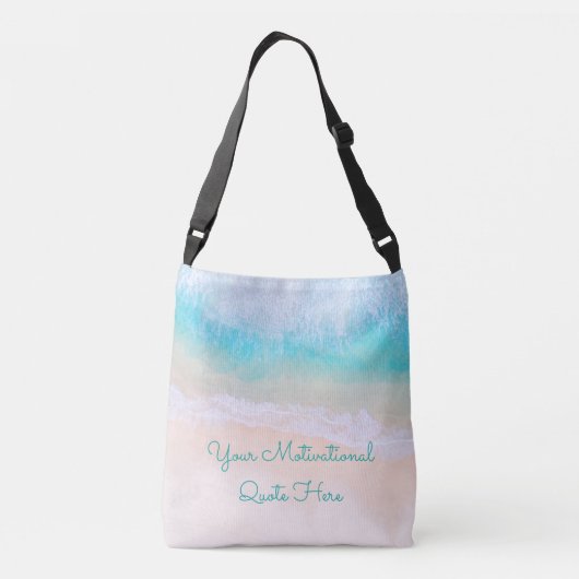 Wave, Zand, Motivatie Beach Quote Crossbody Tas (Achterkant)